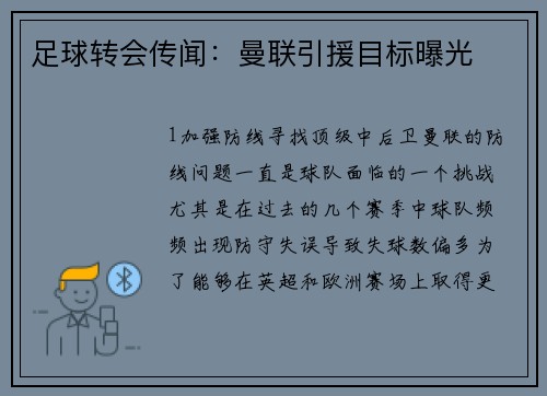 足球转会传闻：曼联引援目标曝光
